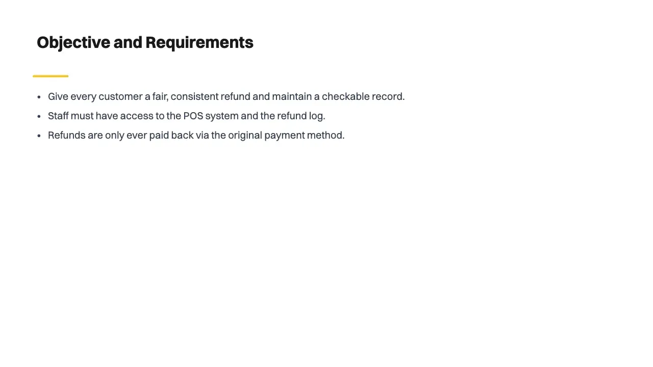 Slide 4 of 13: Objective and Requirements