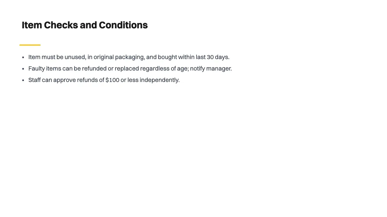 Slide 7 of 13: Item Checks and Conditions