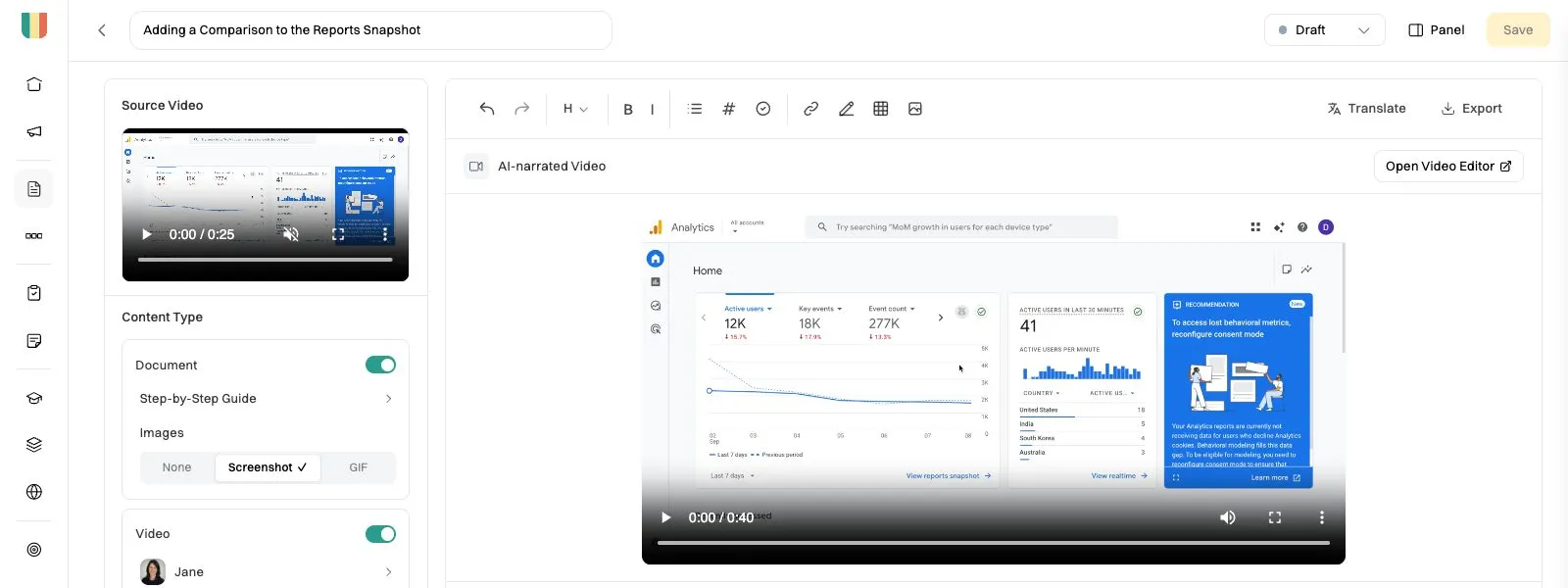 The AI-narrated video block at the top of a Wikidoc document